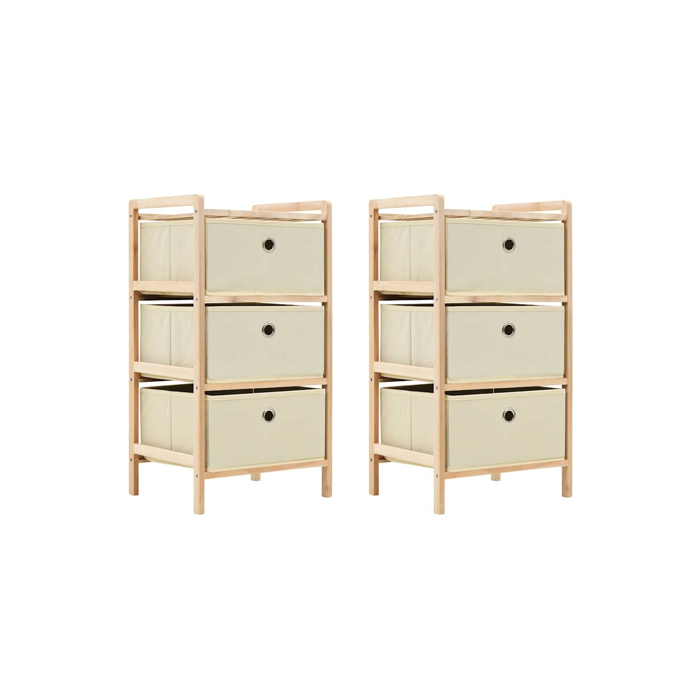 Étagères de rangement avec 3 paniers en tissu 2 pcs beige cèdre