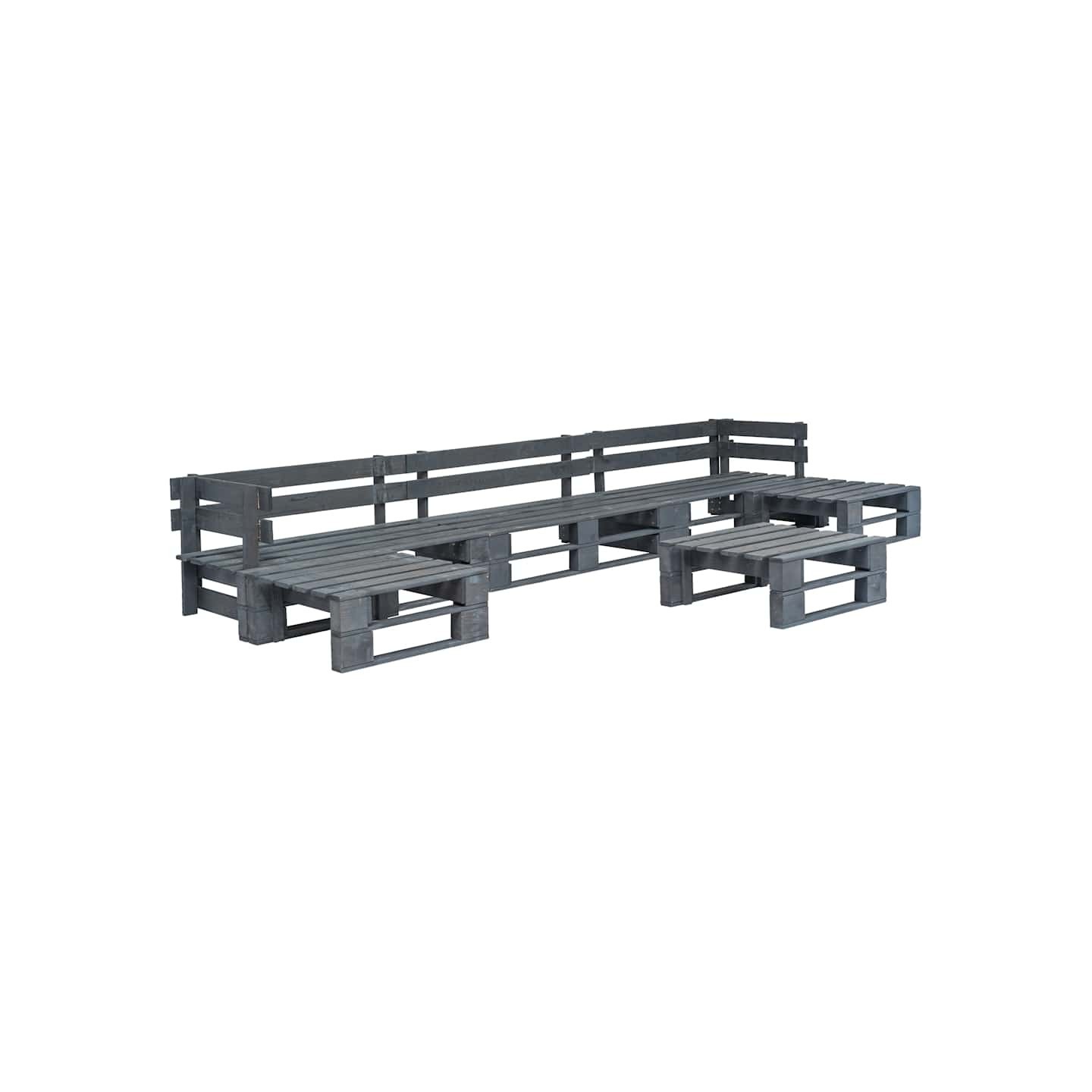 Salon de jardin palette 6 pcs Bois Gris