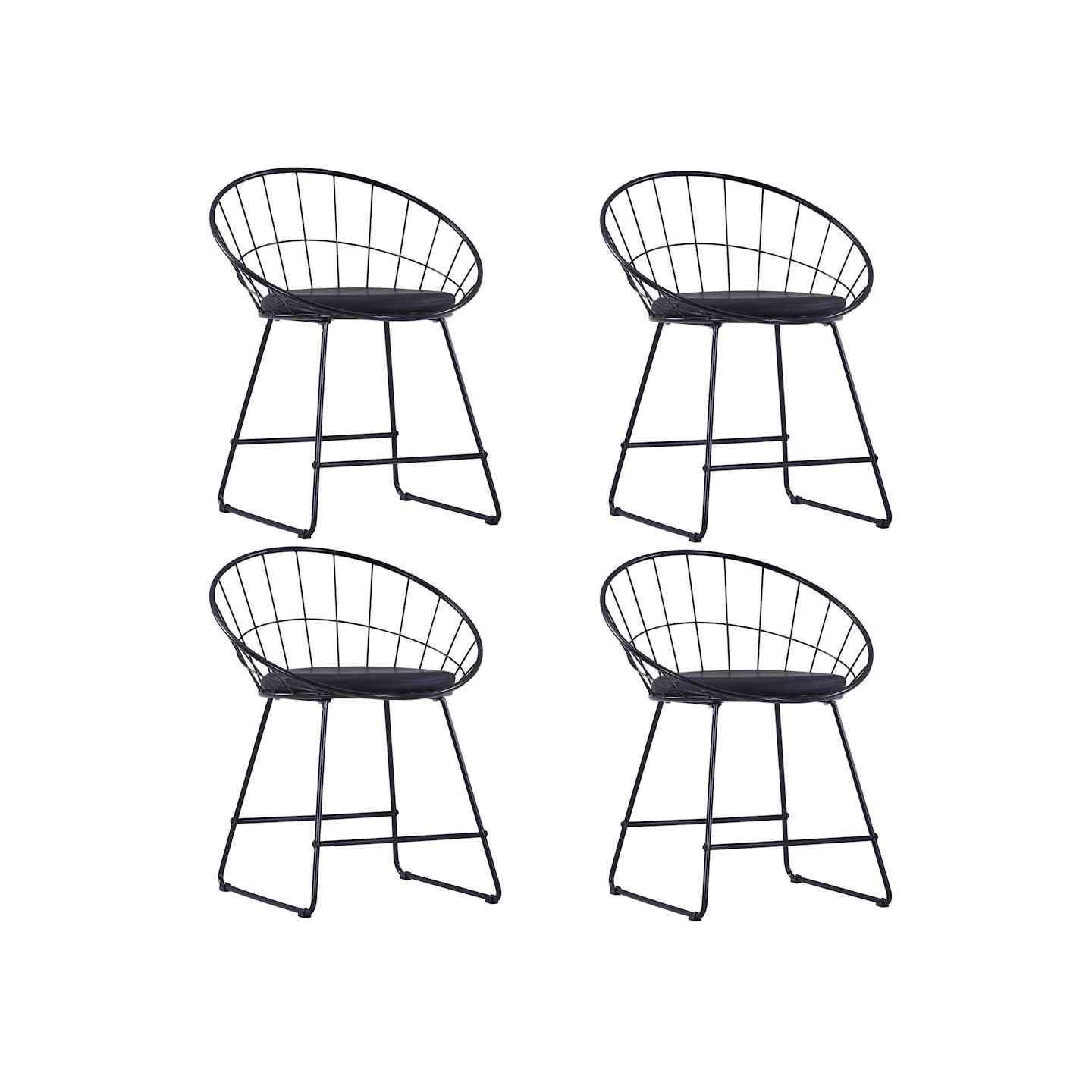 Chaises à manger similicuir lot de 4 noir acier