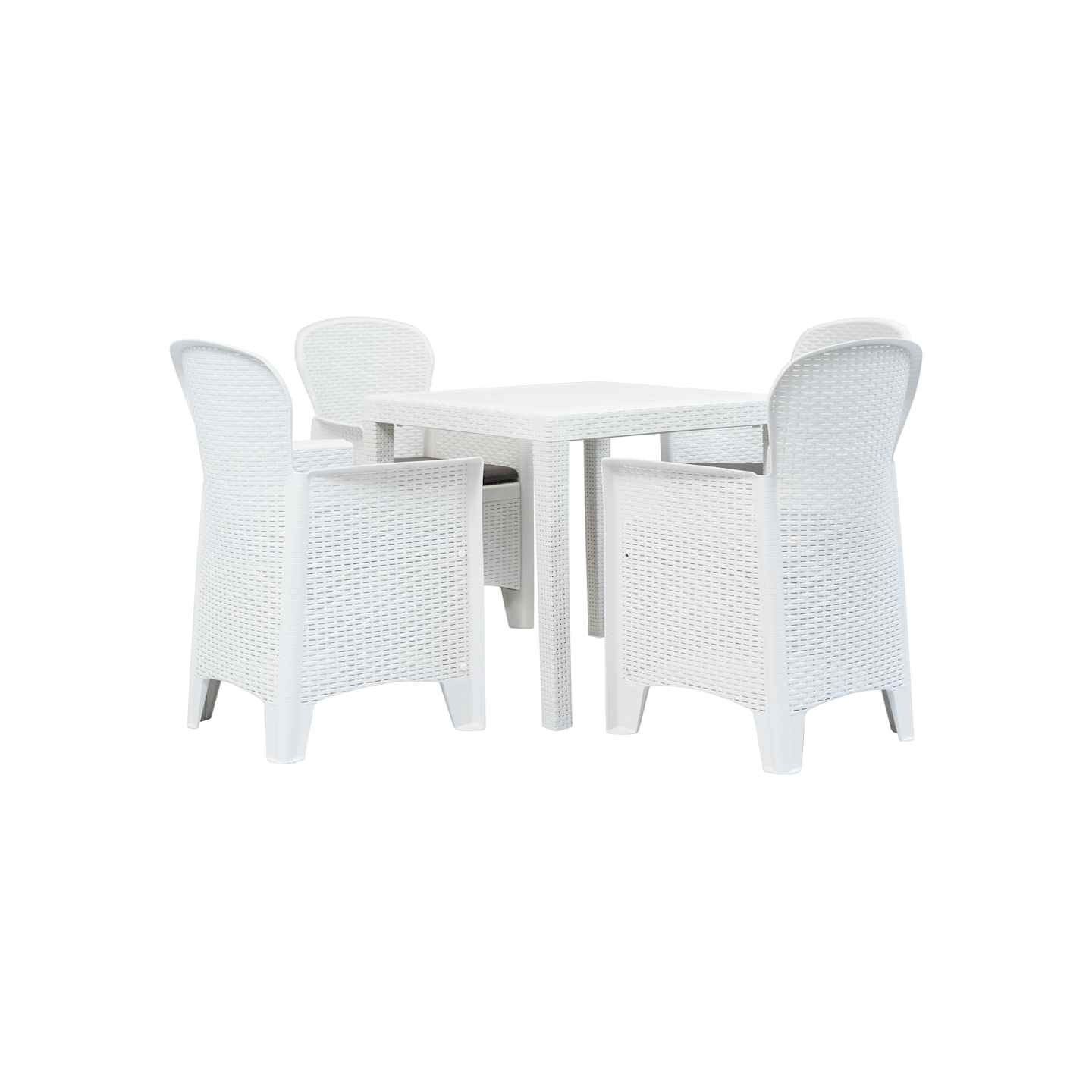 Ensemble à manger d'extérieur 5pcs Plastique Blanc Aspect rotin