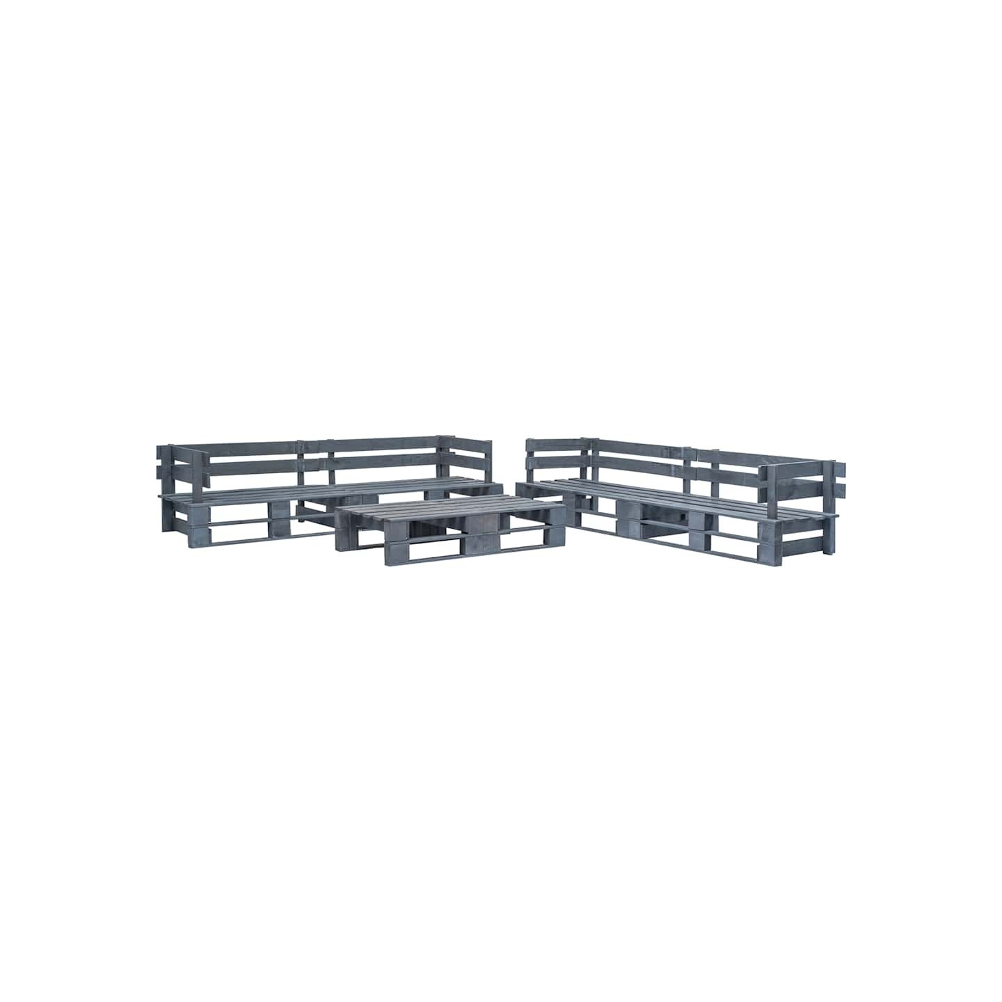 Salon de jardin palette 6 pcs Bois Gris