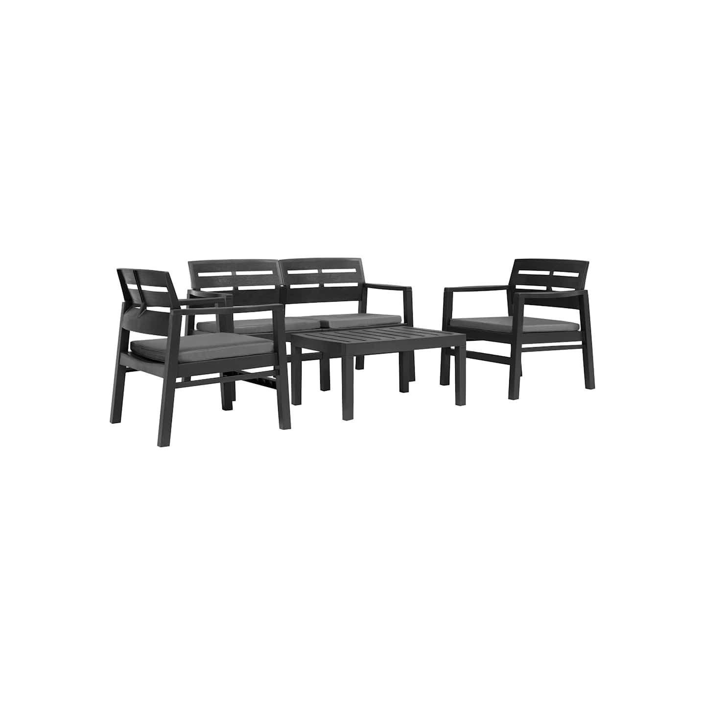 Salon de jardin 4 pcs plastique anthracite