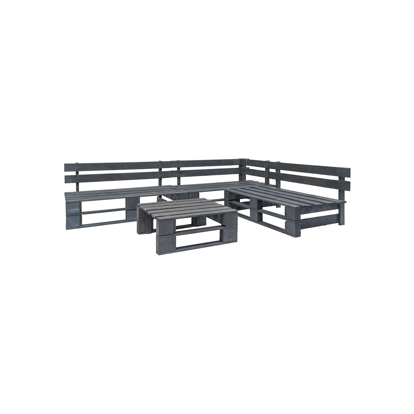 Salon de jardin palette 4 pcs Bois Gris