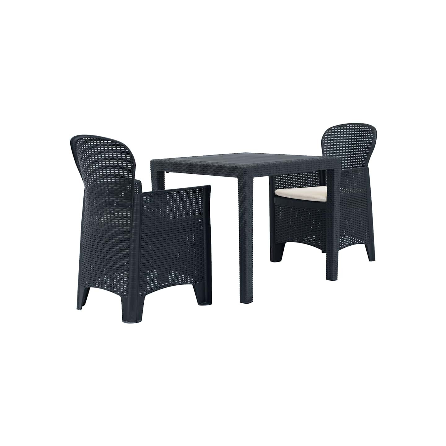 Ensemble de bistro 3 pcs Plastique Anthracite Aspect de rotin
