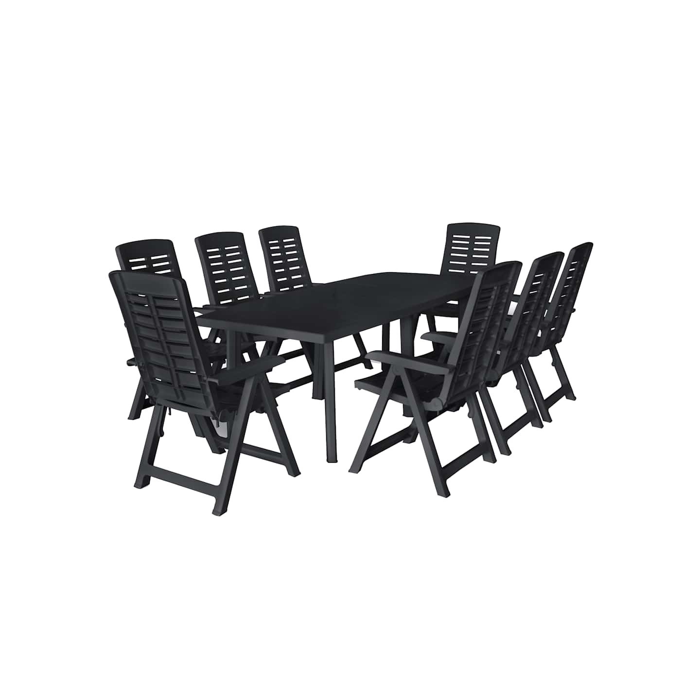 Ensemble à manger d'extérieur 9 pcs Plastique Anthracite