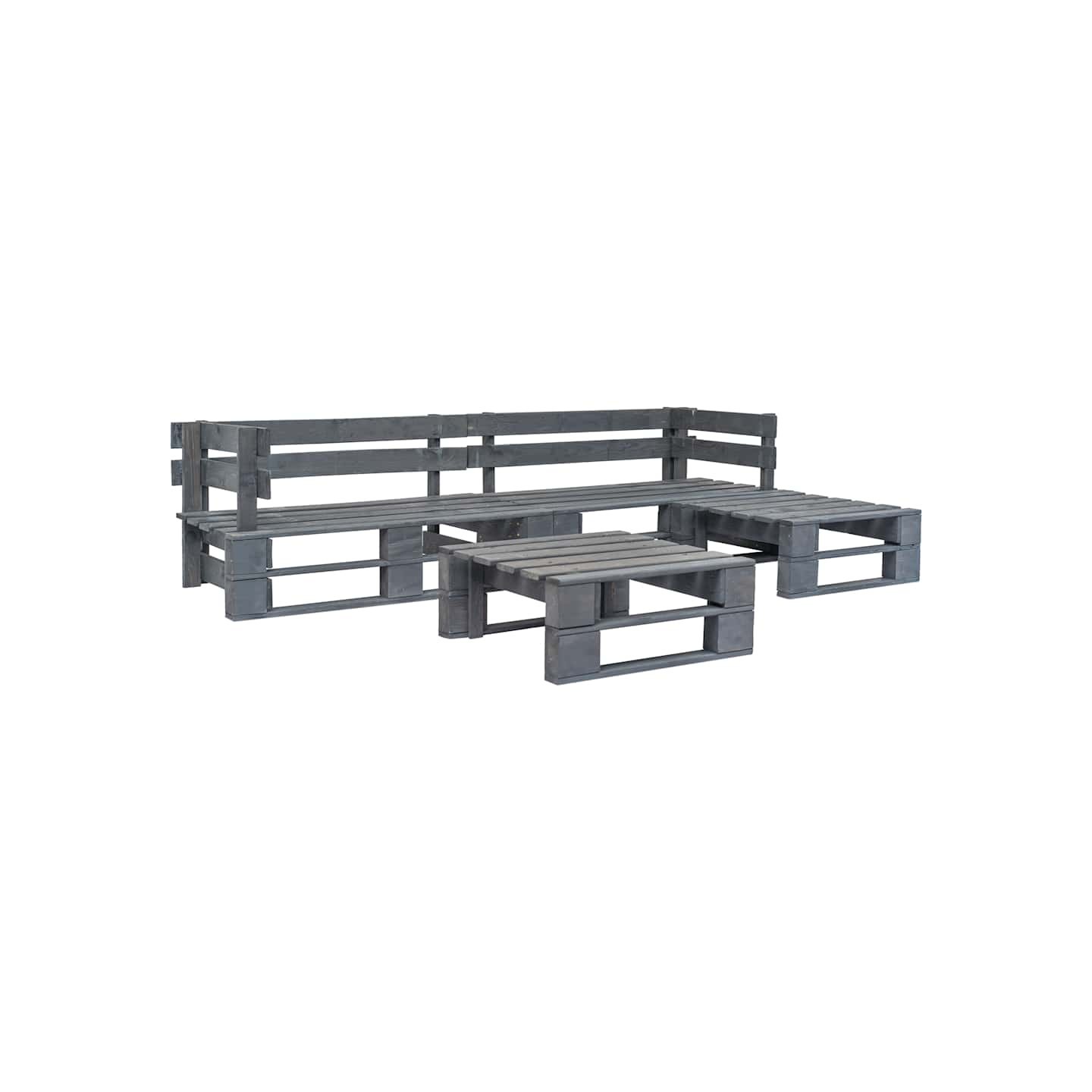 Salon de jardin palette 4 pcs Bois Gris