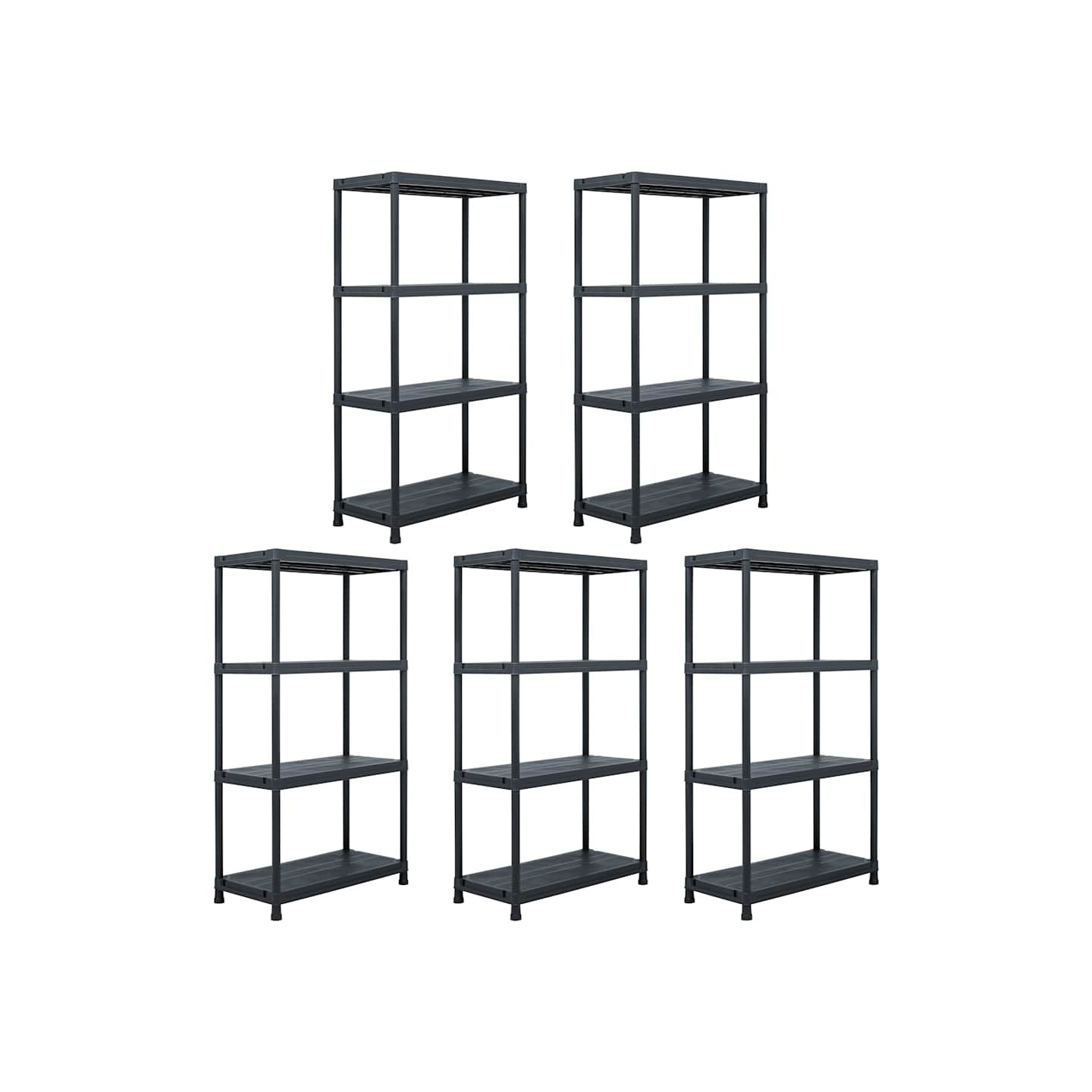 Étagères de rangement 5 pcs Noir 60x30x138 cm Plastique
