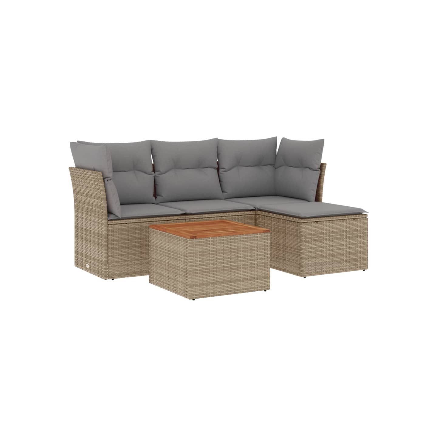 Patio Sofa Set 4 place Mélange de beige et de gris clair