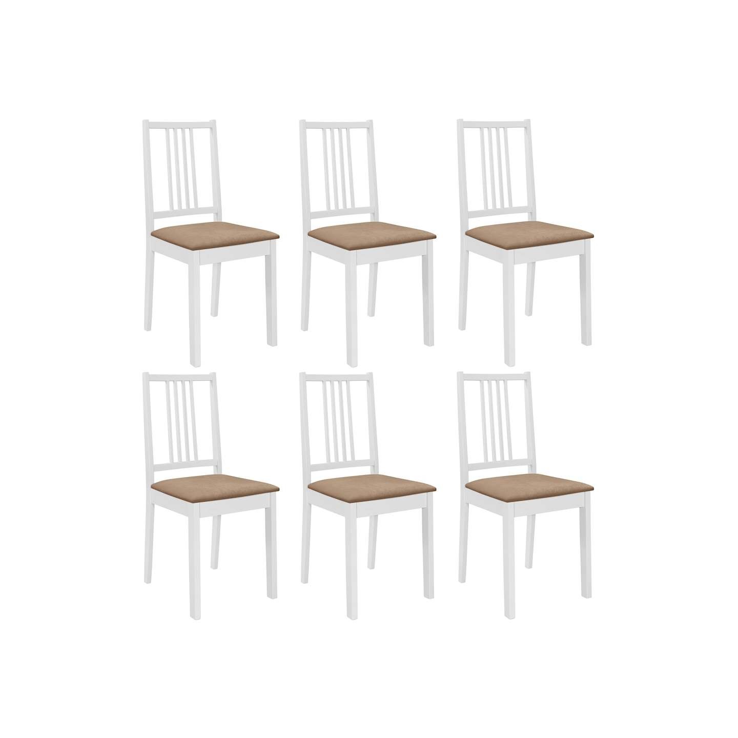 Chaises à manger avec coussins lot de 6 blanc bois solide