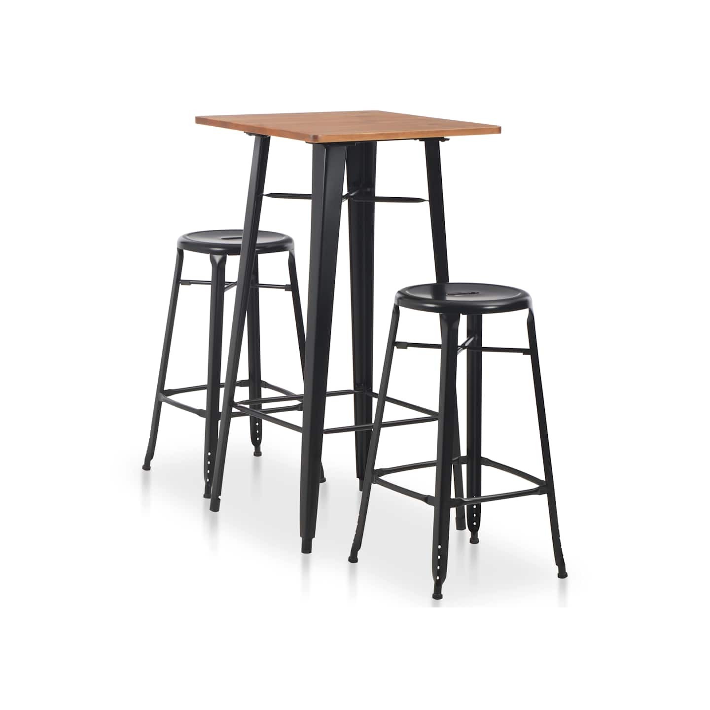 Mobilier de bar 3 pcs Acier Noir