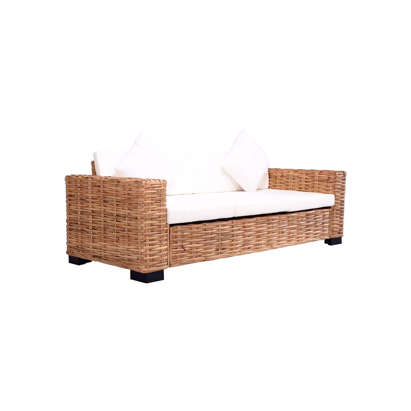 Canapé à 3 places de jardin Rotin naturel
