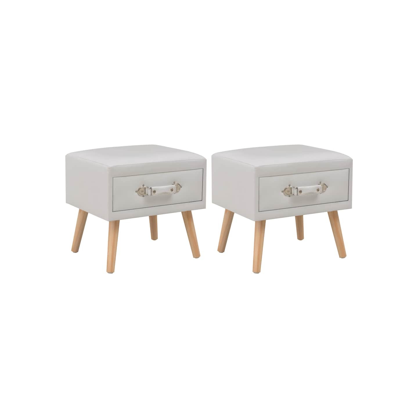 Tables de chevet 2 pcs Blanc 40x35x40 cm Similicuir