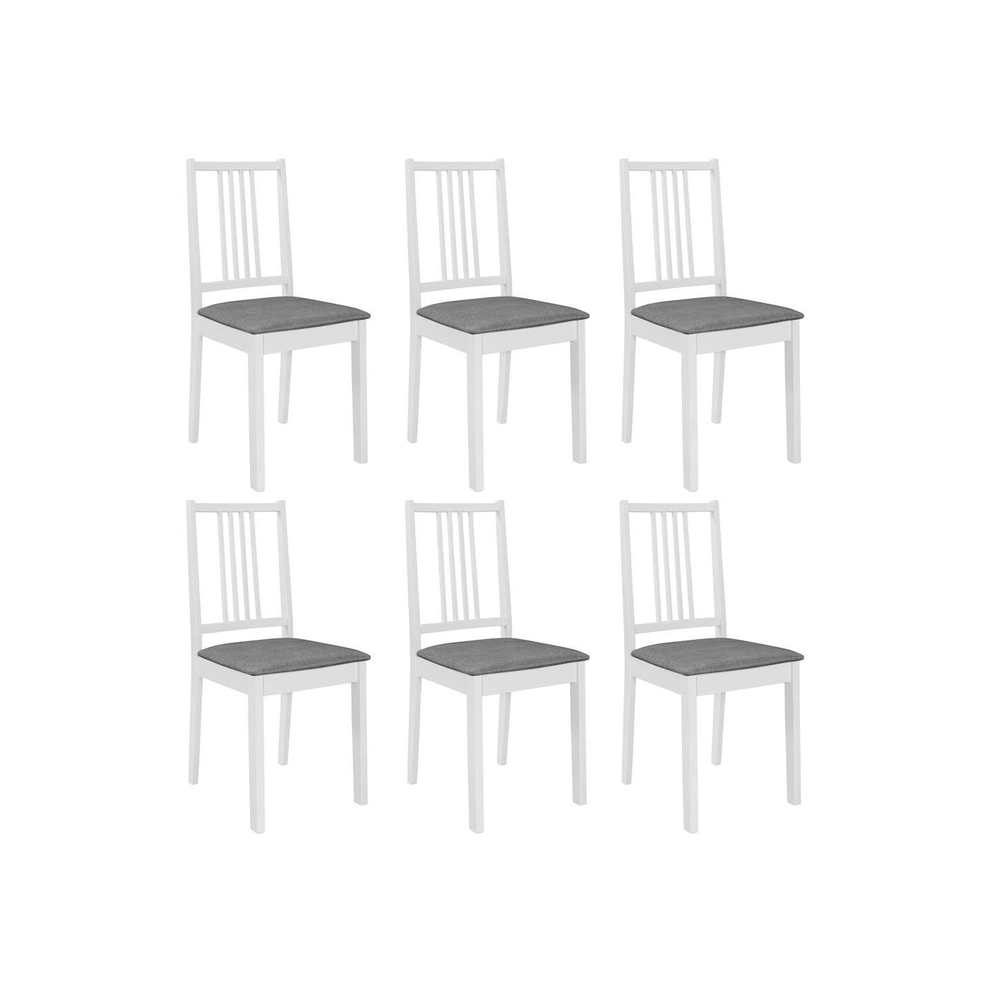 Chaises à manger avec coussins lot de 6 blanc bois solide