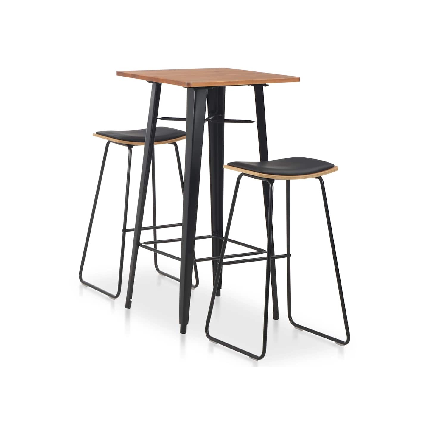 Mobilier de bar 3 pcs Acier Noir