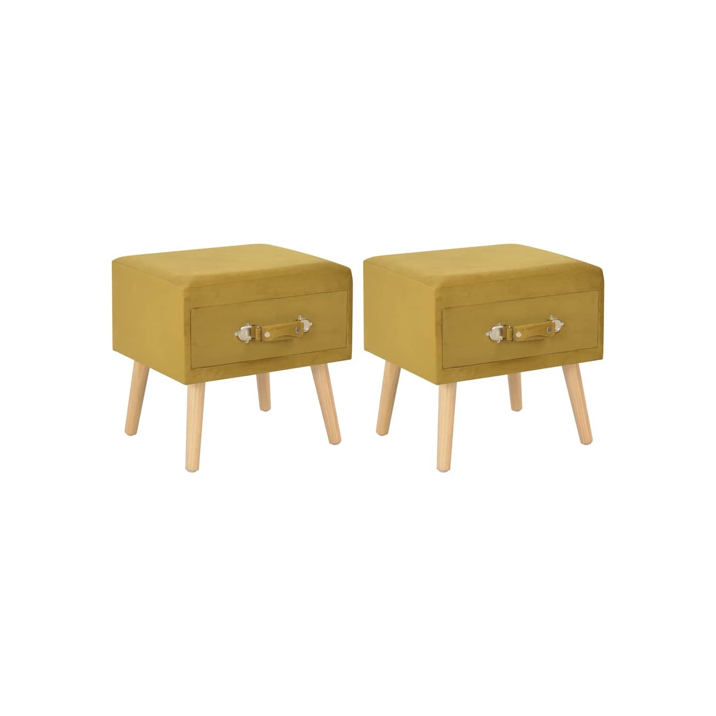 Tables de chevet 2 pcs Moutarde 40x35x40 cm Velours