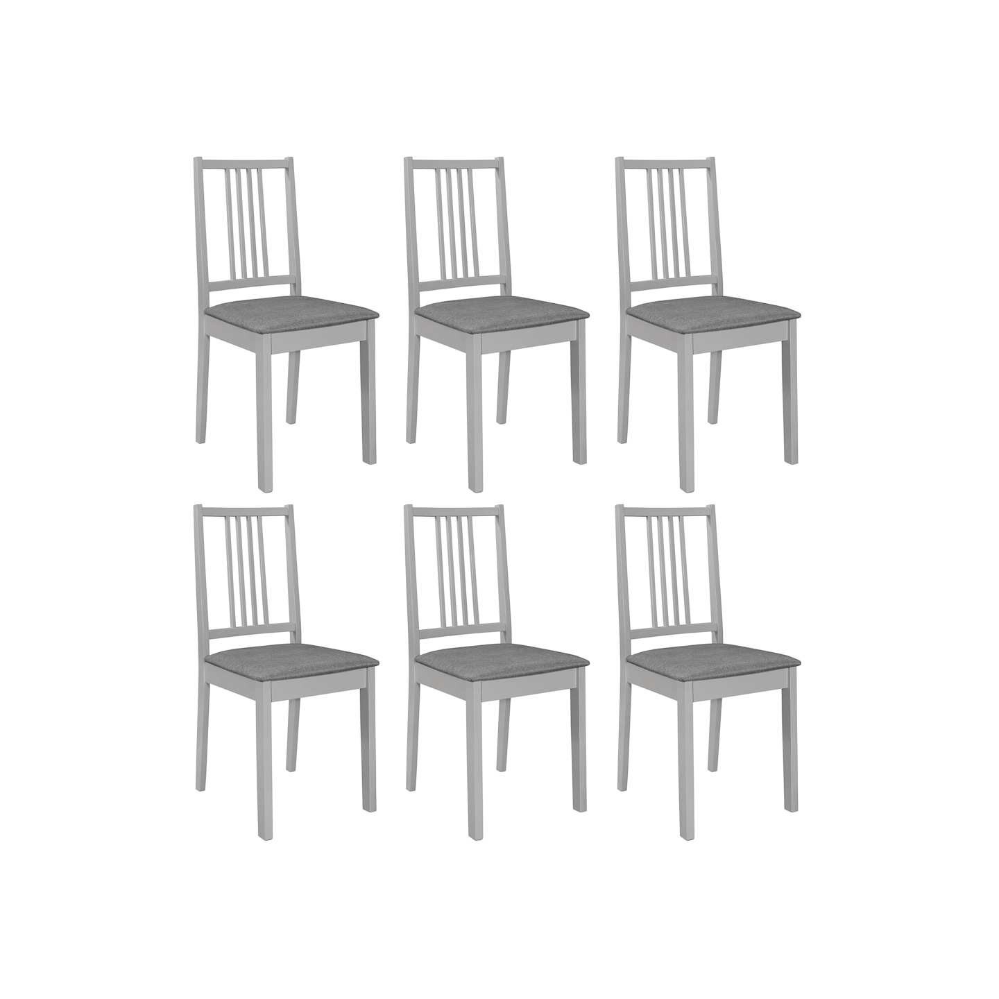 Chaises à manger avec coussins lot de 6 gris bois solide