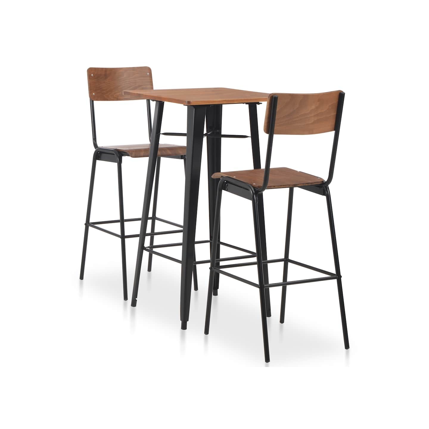 Mobilier de bar 3 pcs Acier Marron Noir