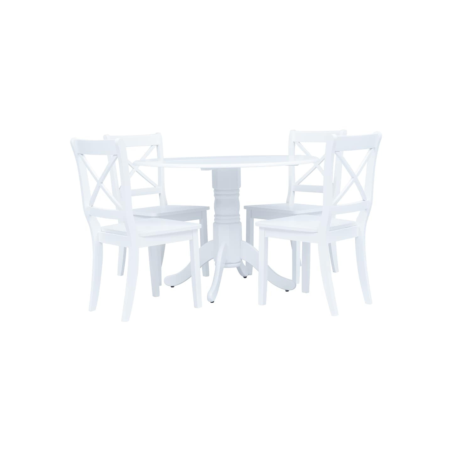 Ensemble de salle à manger 5 pcs Bois d'hévéa Blanc