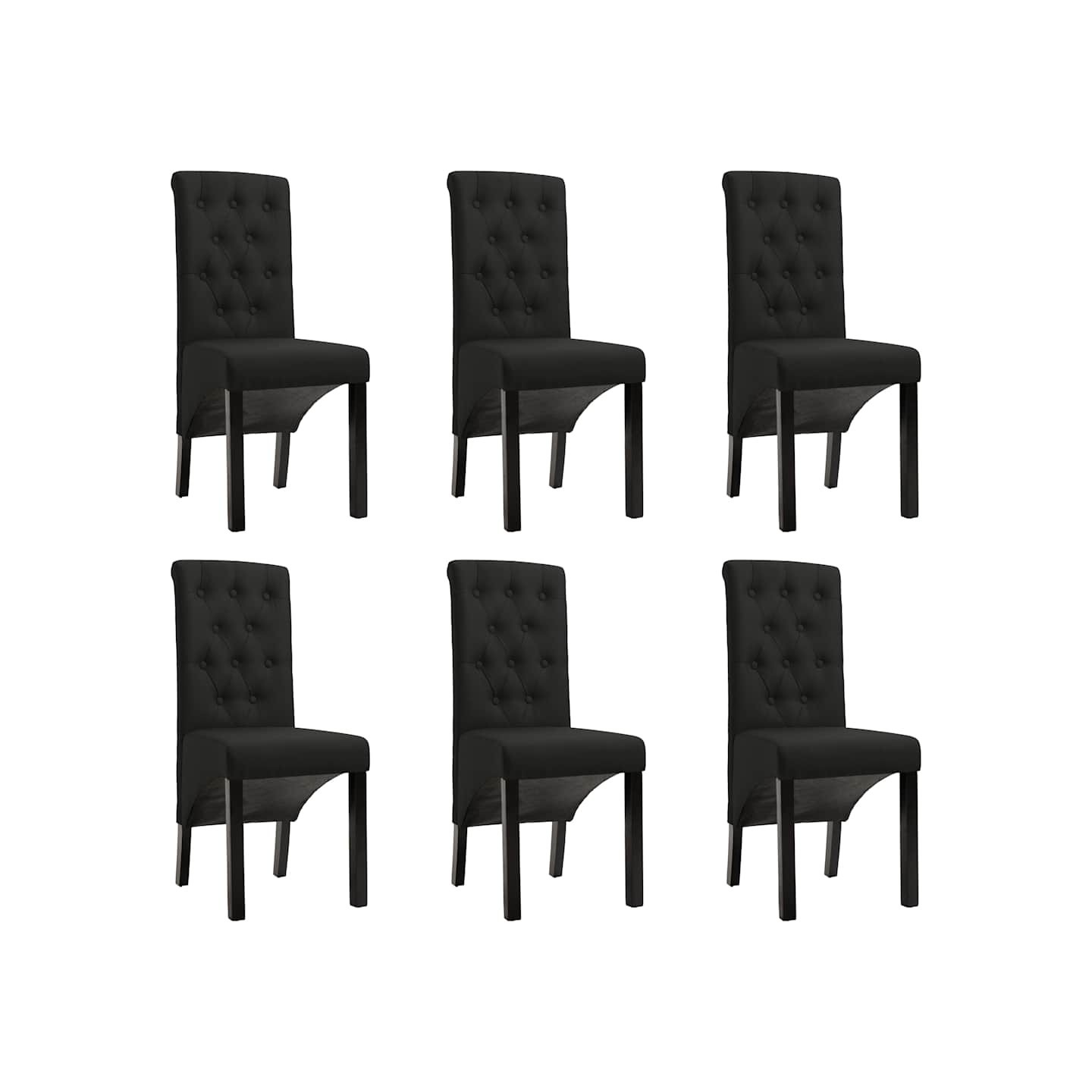 Chaises à manger lot de 6 noir tissu