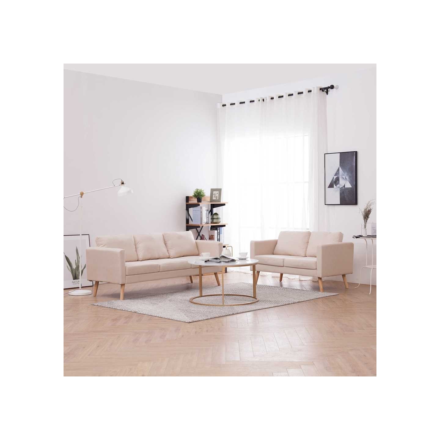 Ensemble de canapé 2 pcs tissu crème