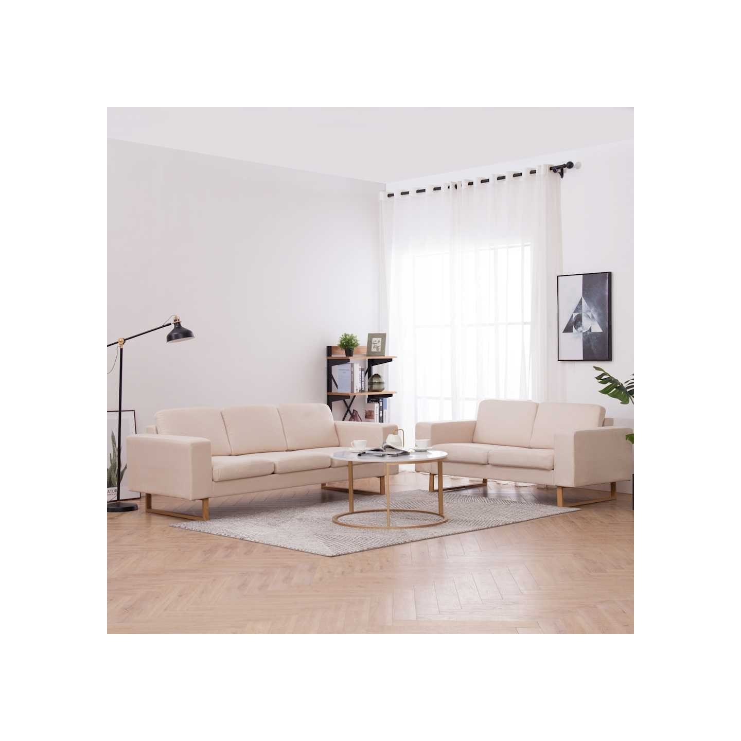 Ensemble de canapé 2 pcs tissu crème