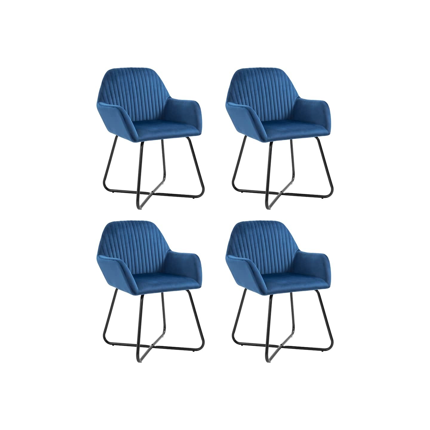 Chaises à manger lot de 4 Bleu Velours