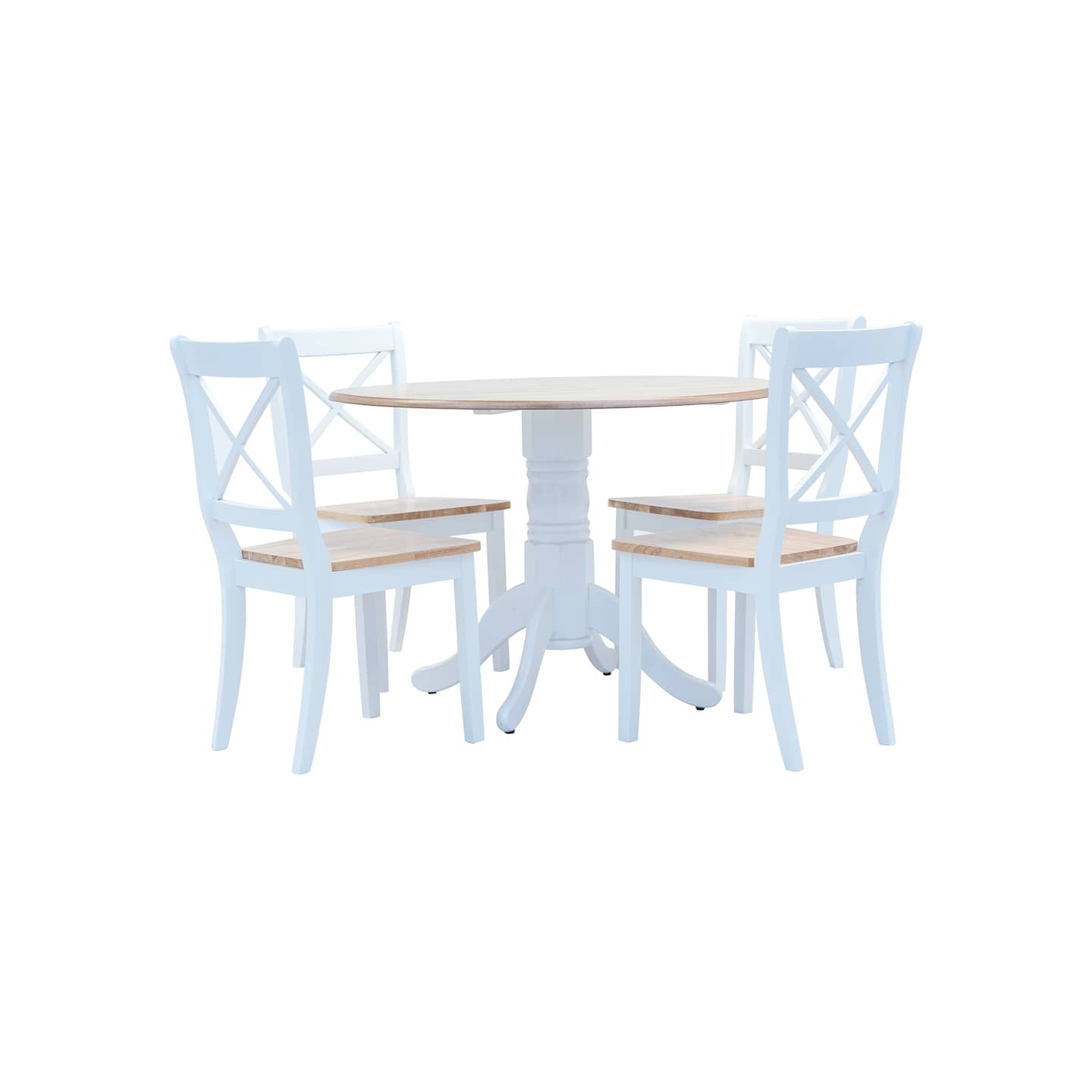 Ensemble de salle à manger 5 pcs Bois d'hévéa Blanc et marron