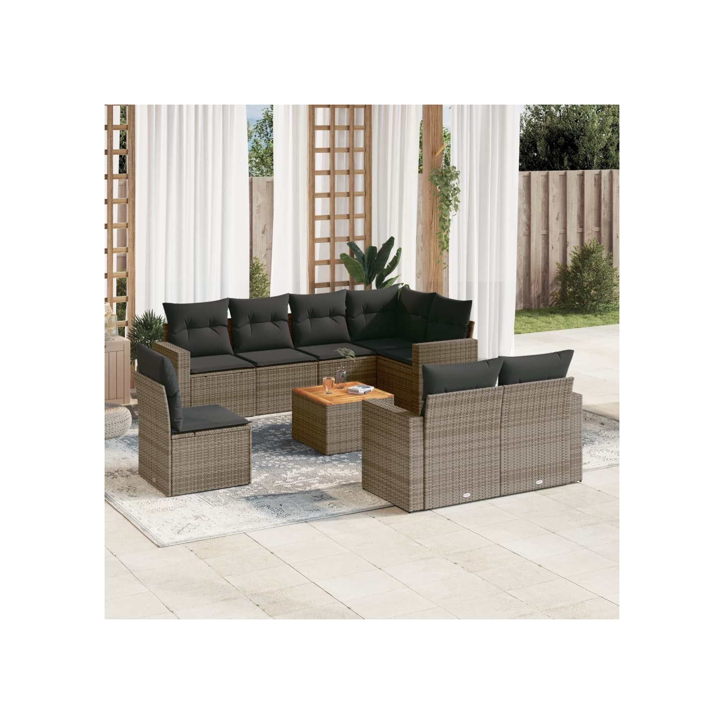 Patio Sofa Set Grey and Dark Grey