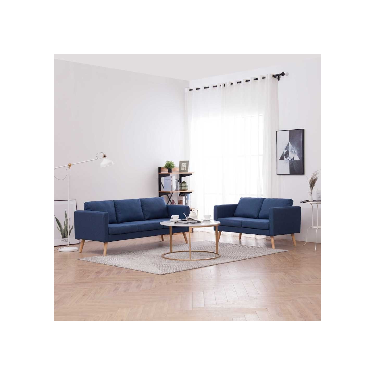 Ensemble de canapé 2 pcs tissu bleu