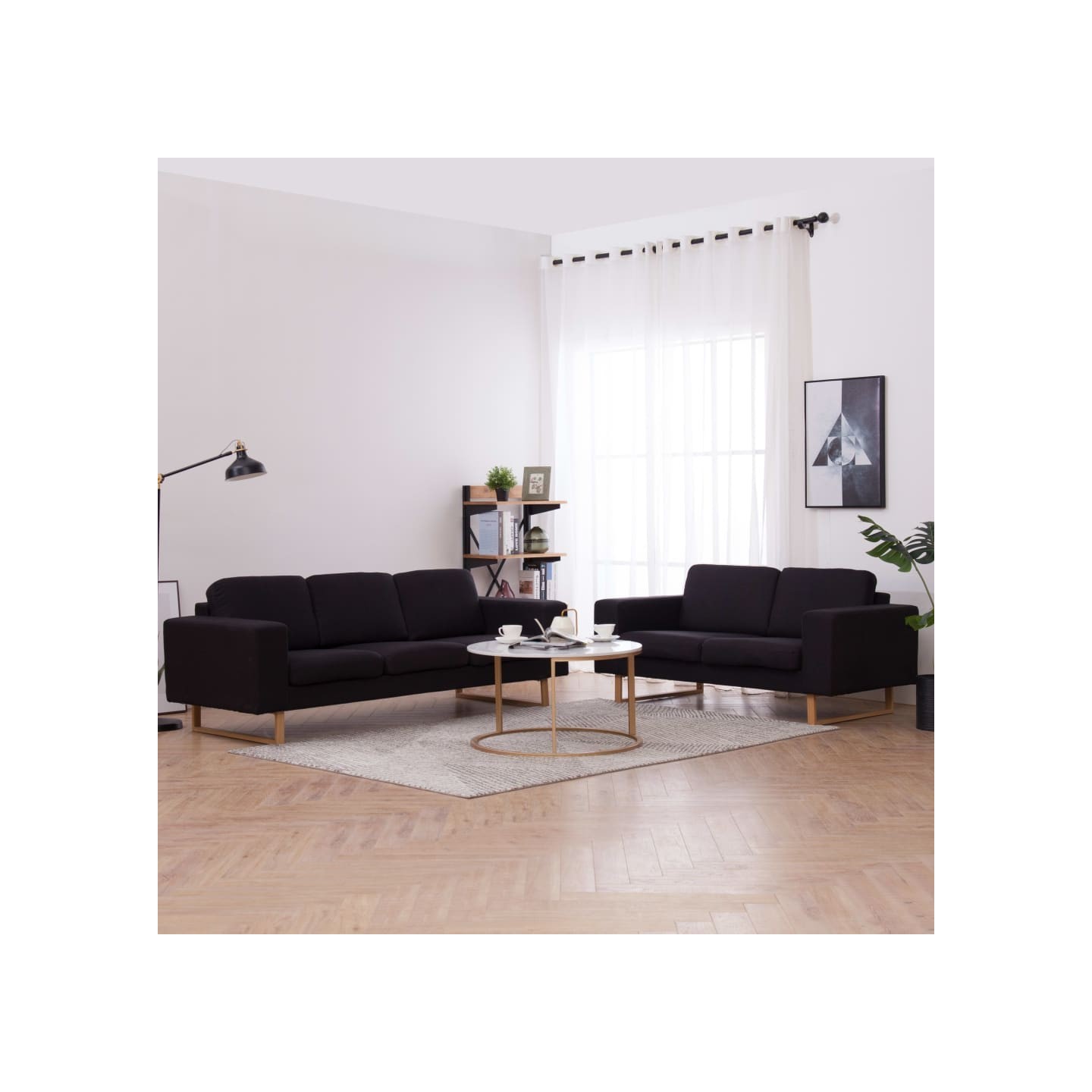 Ensemble de canapé 2 pcs tissu noir