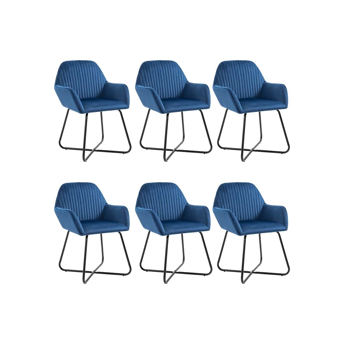 Chaises à manger lot de 6 bleu velours