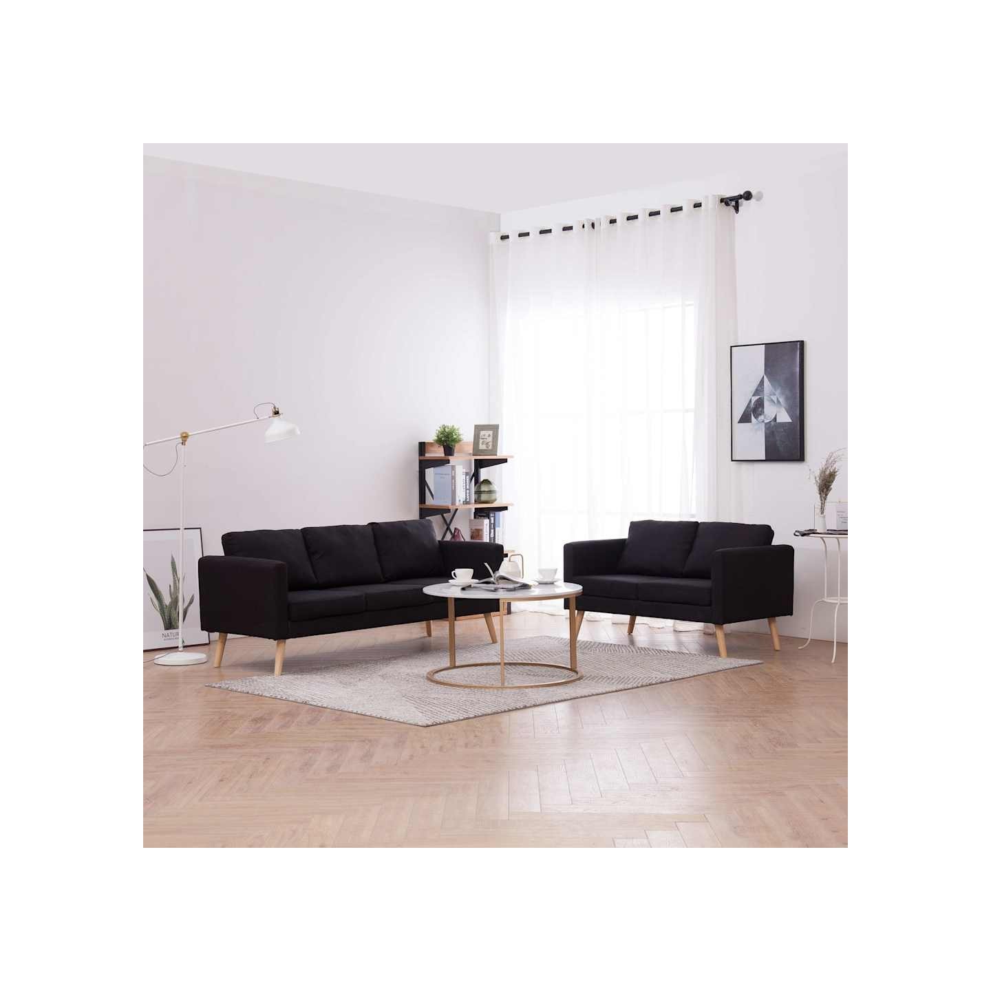 Ensemble de canapé 2 pcs tissu noir
