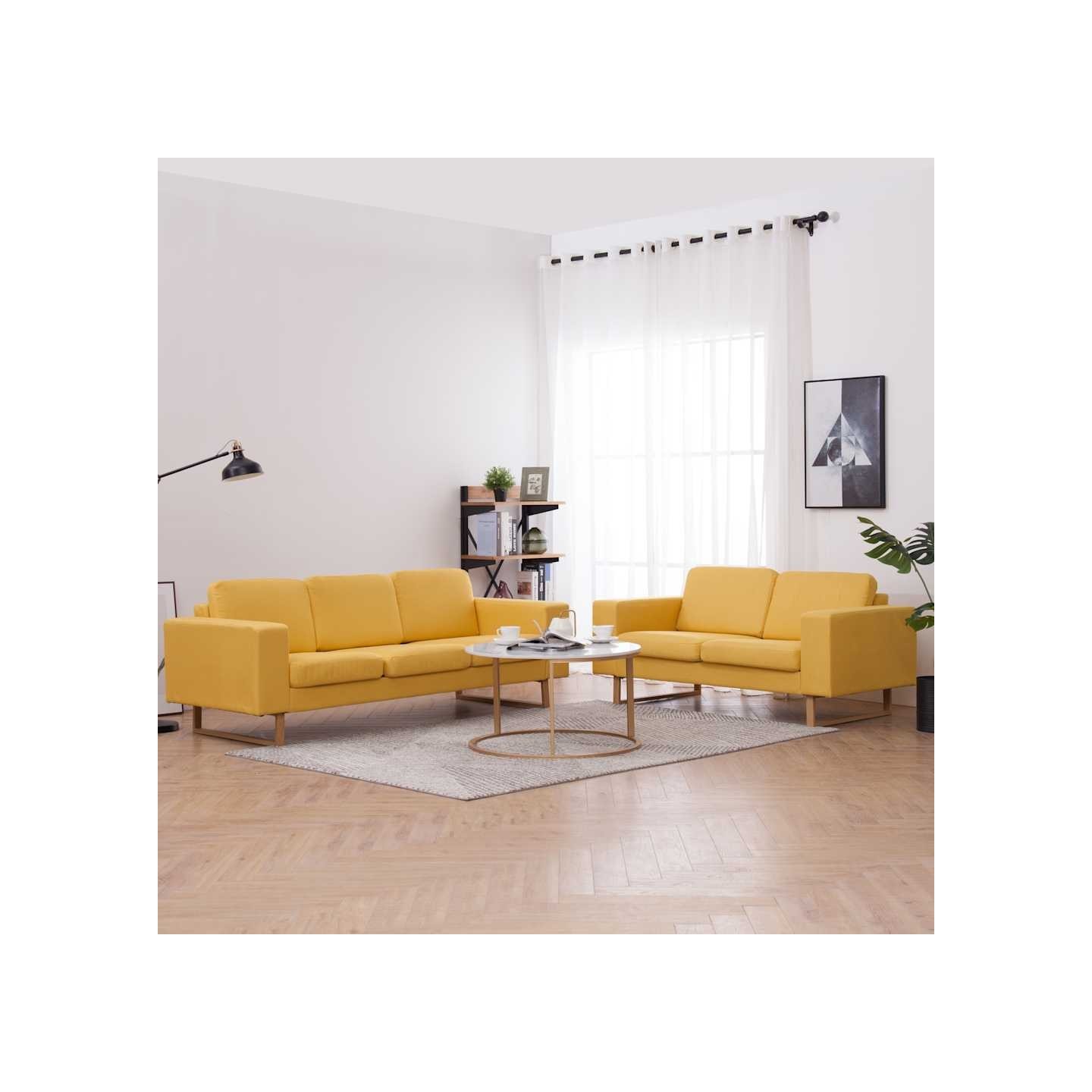 Ensemble de canapé 2 pcs tissu jaune