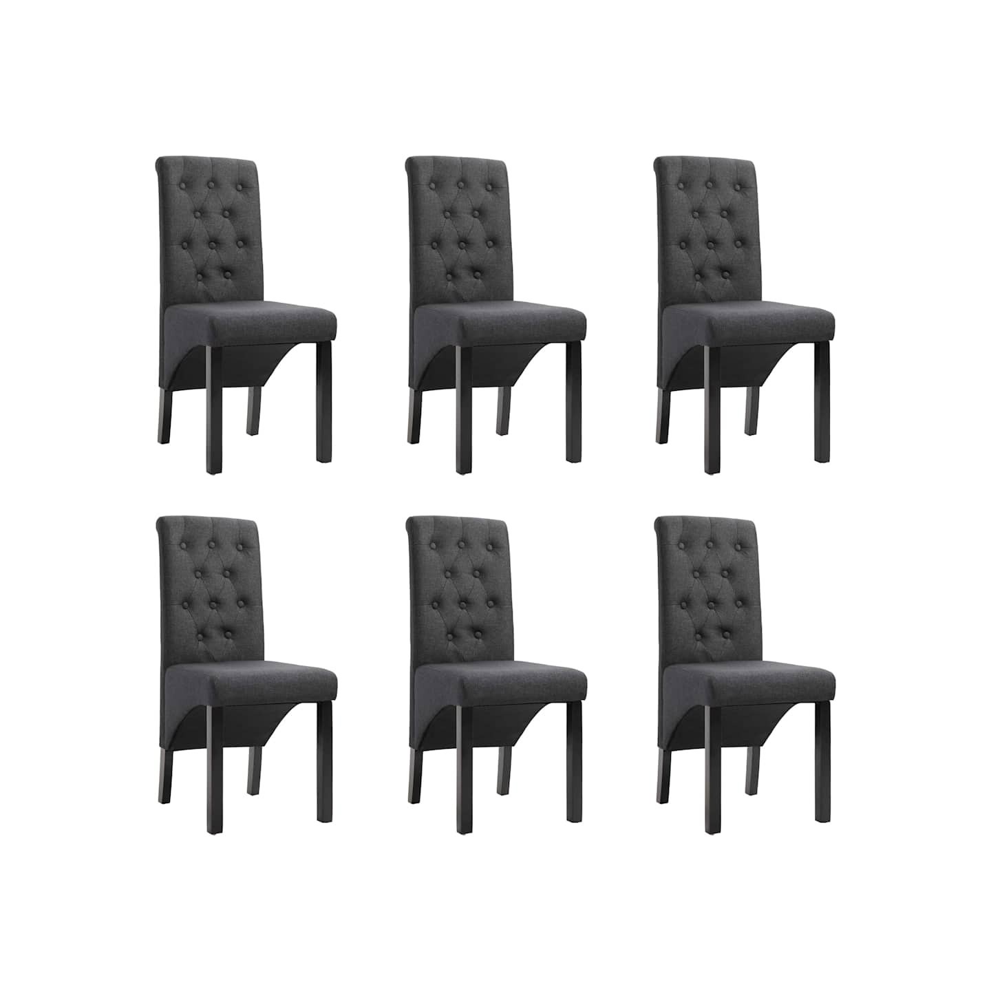 Chaises à manger lot de 6 gris foncé tissu