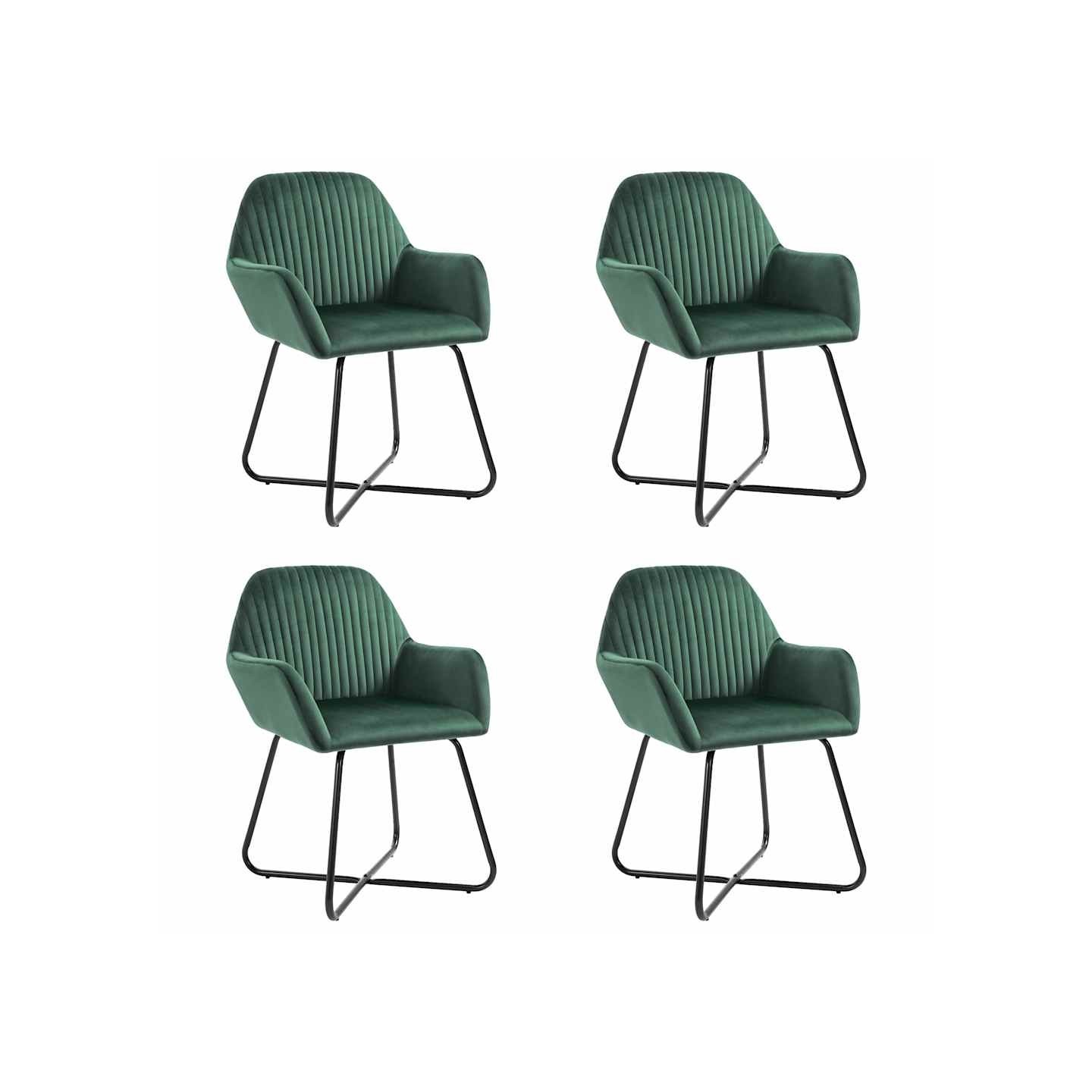 Chaises à manger lot de 4 vert velours