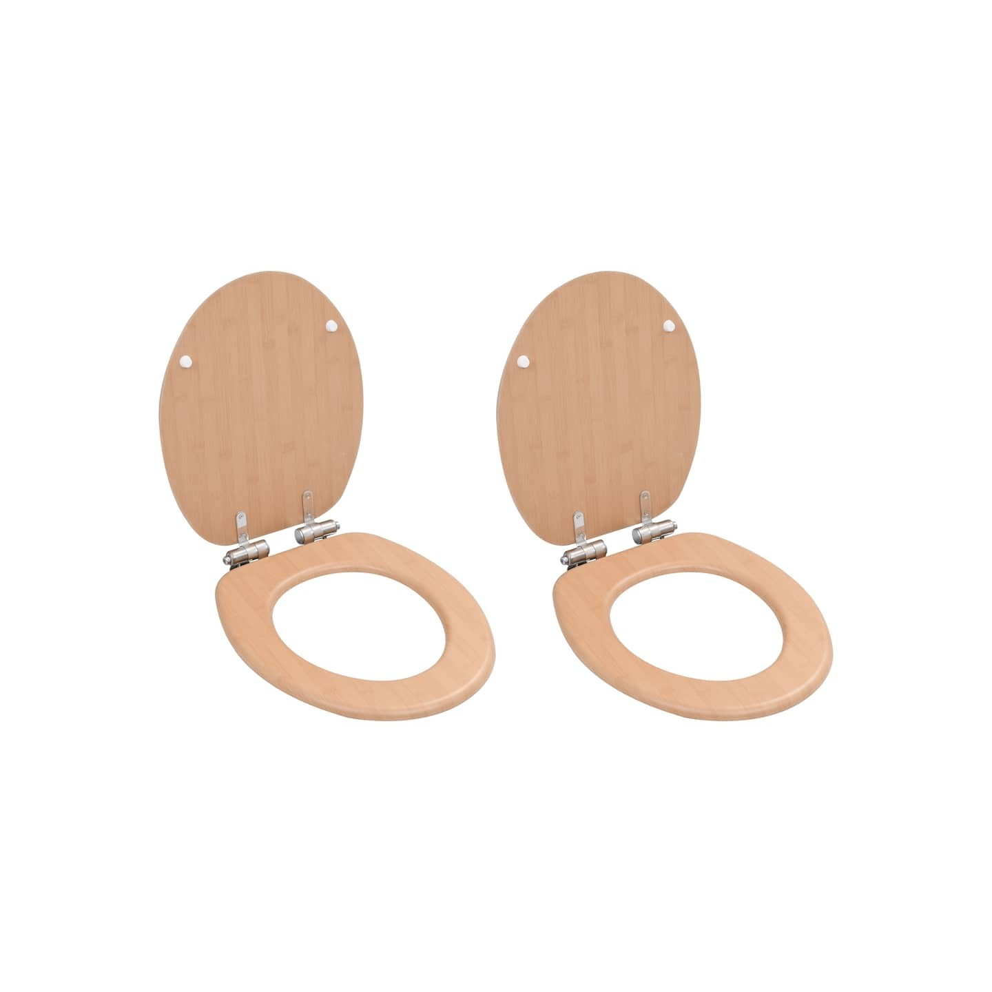 Lot de 2 Sièges WC MDF couvercle à fermeture en douceur Bambou