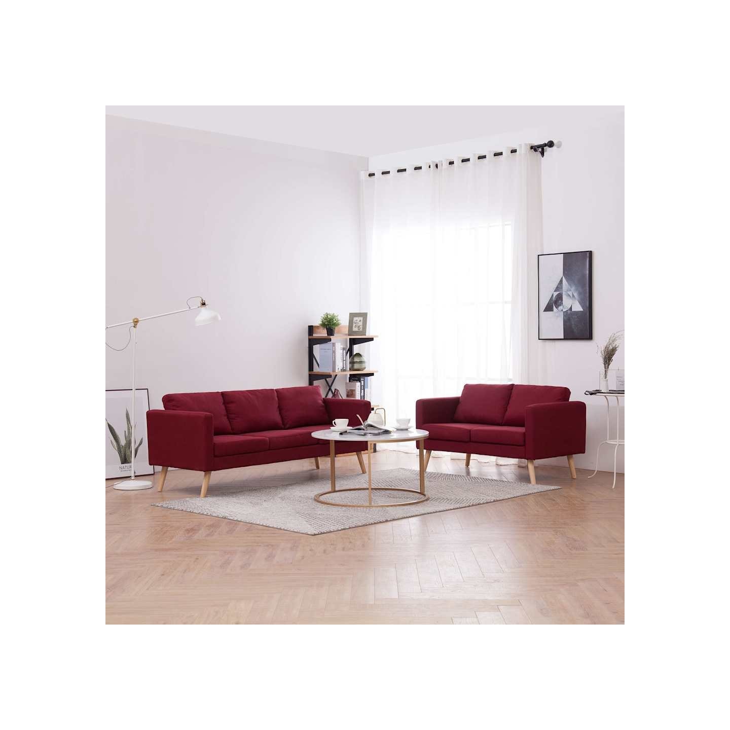 Ensemble de canapé 2 pcs Tissu Rouge bordeaux