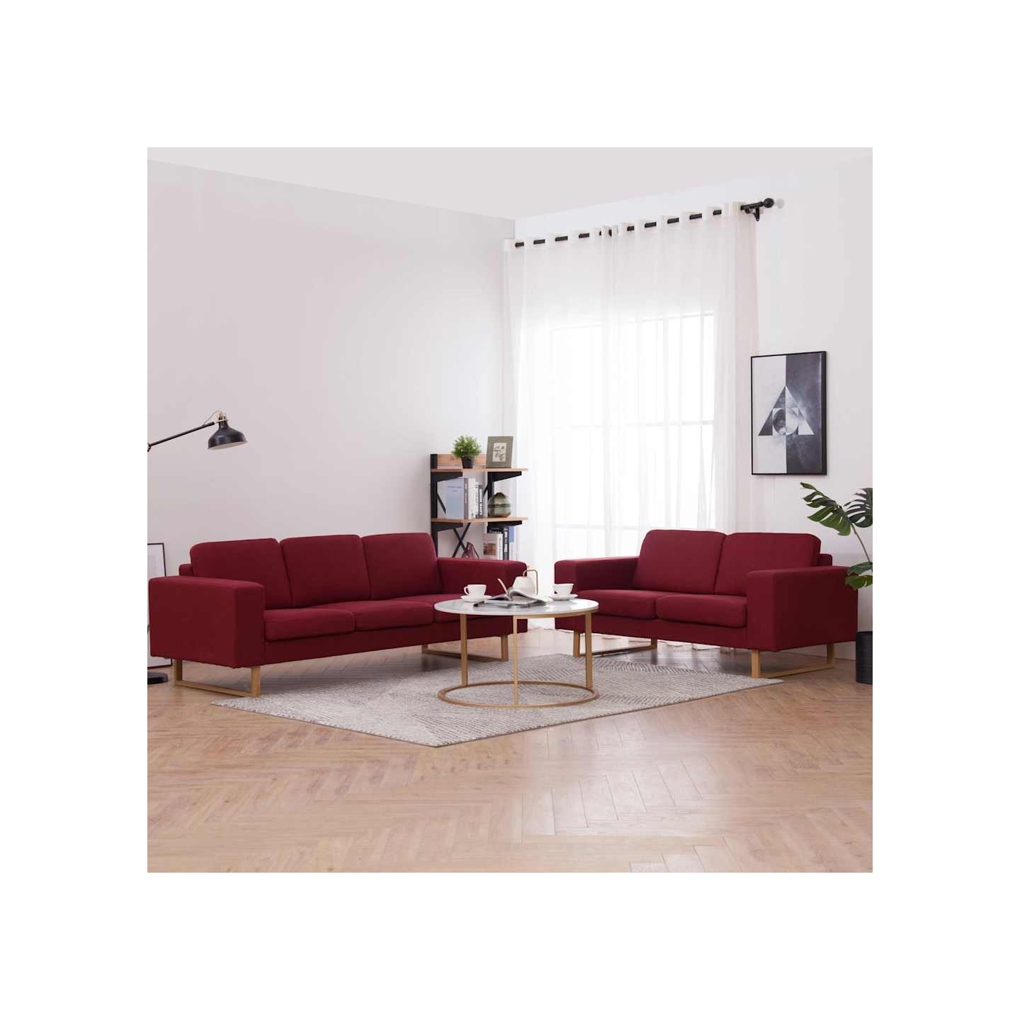 Ensemble de canapé 2 pcs Tissu Rouge bordeaux