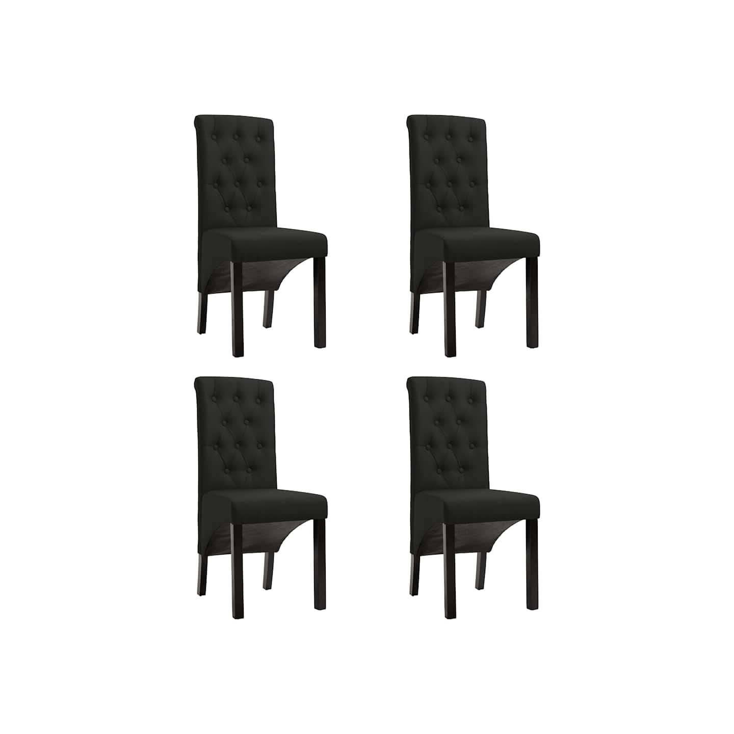 Chaises à manger lot de 4 noir tissu