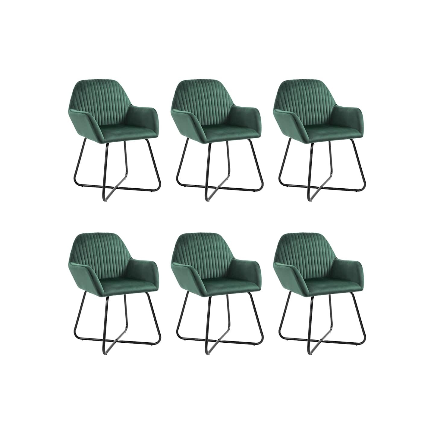 Chaises à manger lot de 6 vert velours