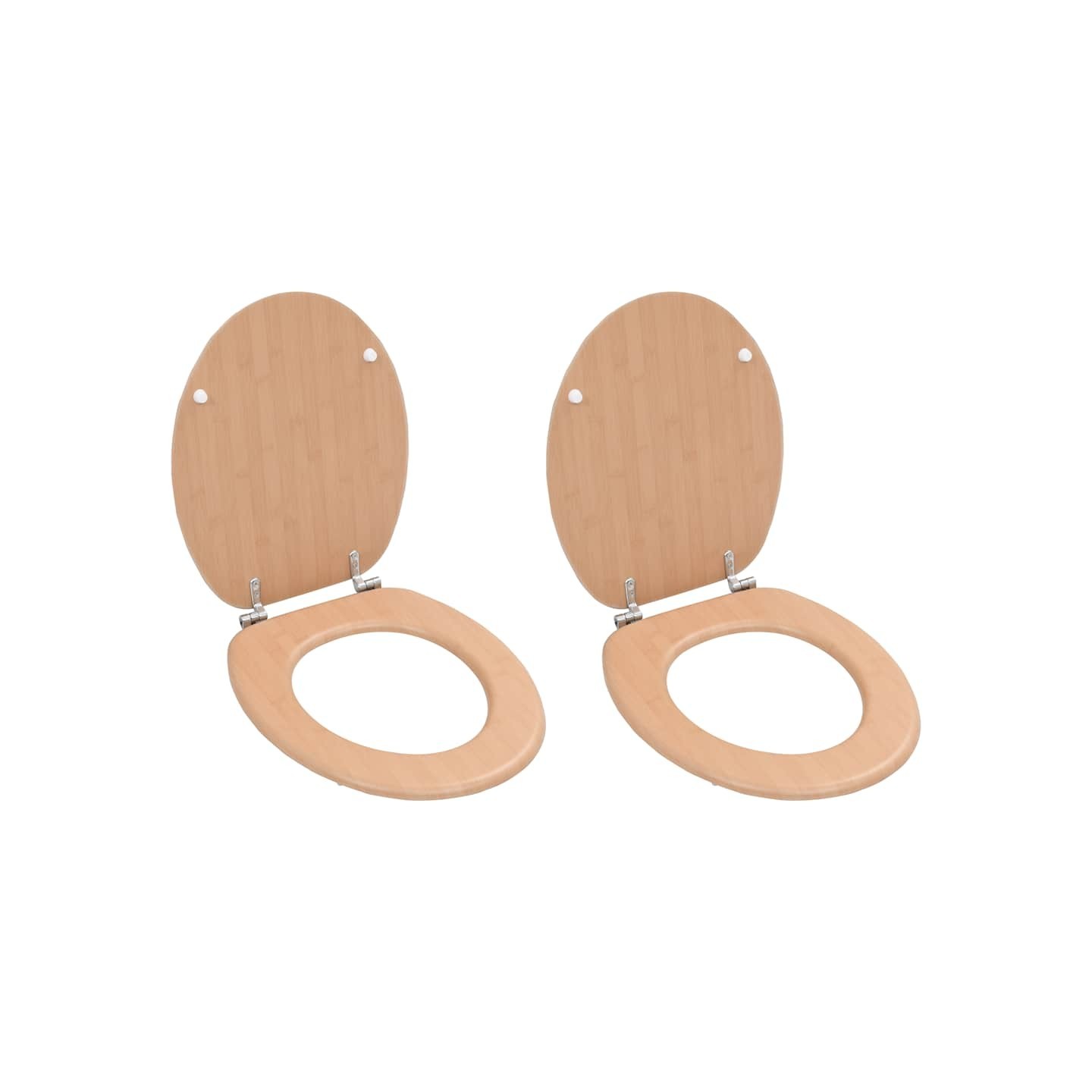 Sièges WC lot de 2 avec couvercles MDF Design de bambou