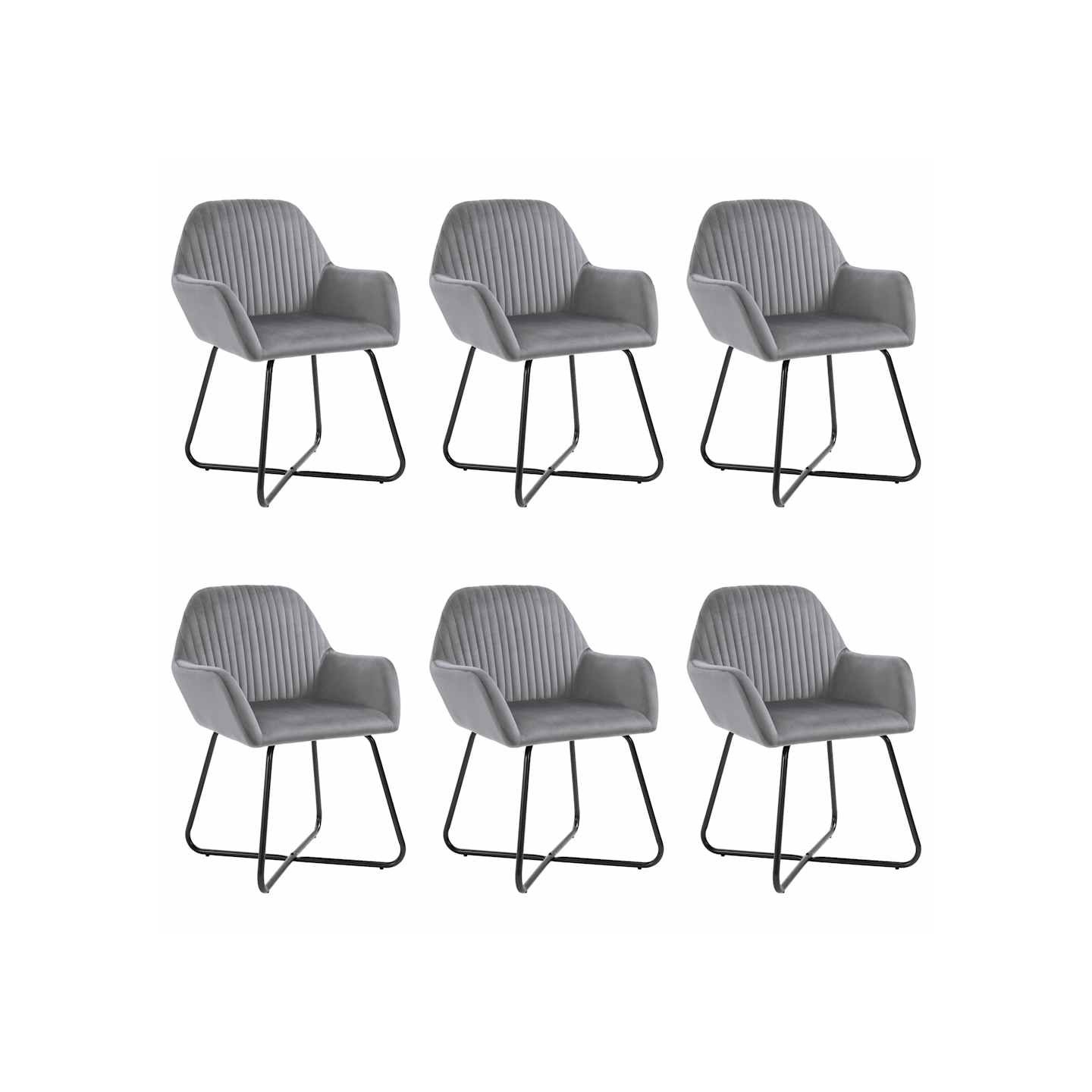 Chaises à manger lot de 6 gris velours