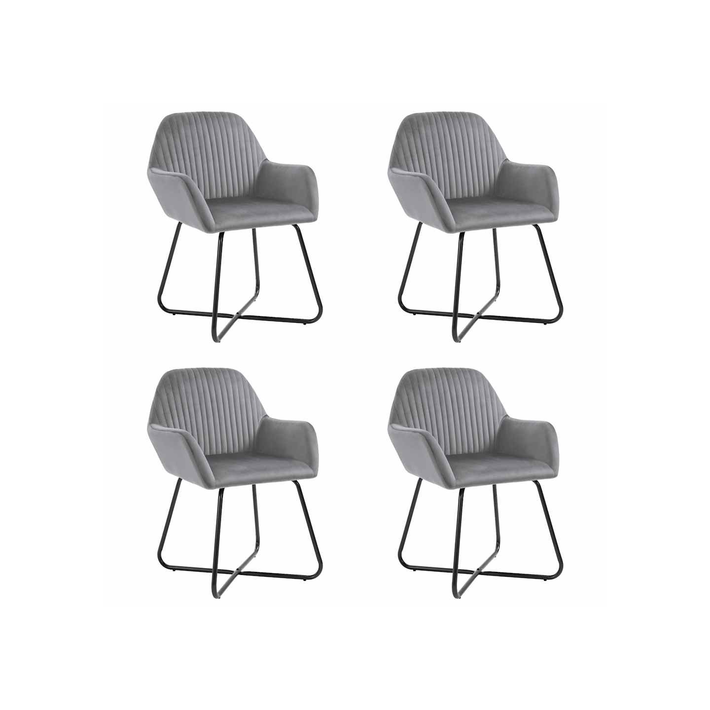 Chaises à manger lot de 4 gris velours