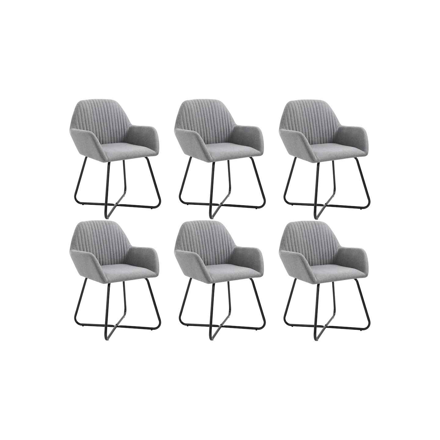 Chaises à manger lot de 6 gris clair tissu