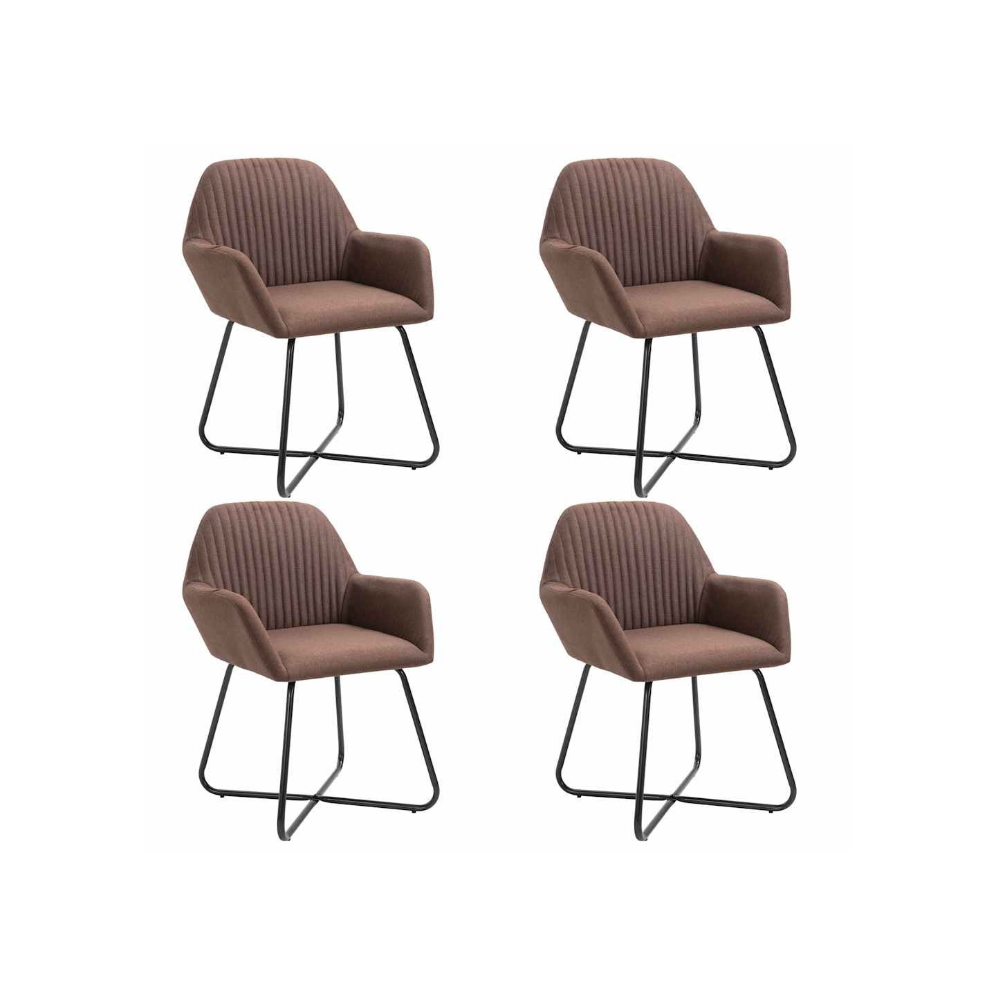 Chaises à manger lot de 4 marron tissu