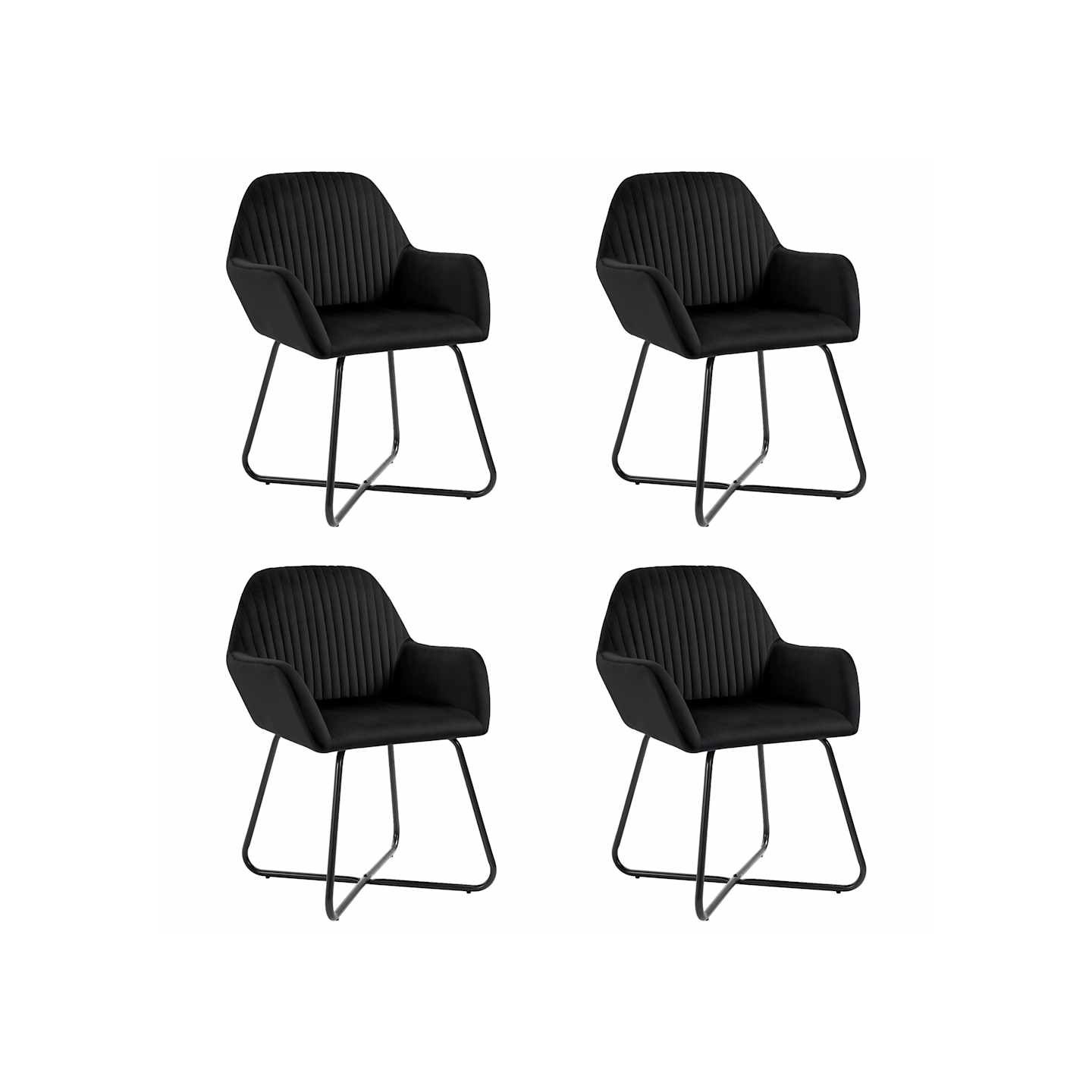 Chaises à manger lot de 4 Noir Velours