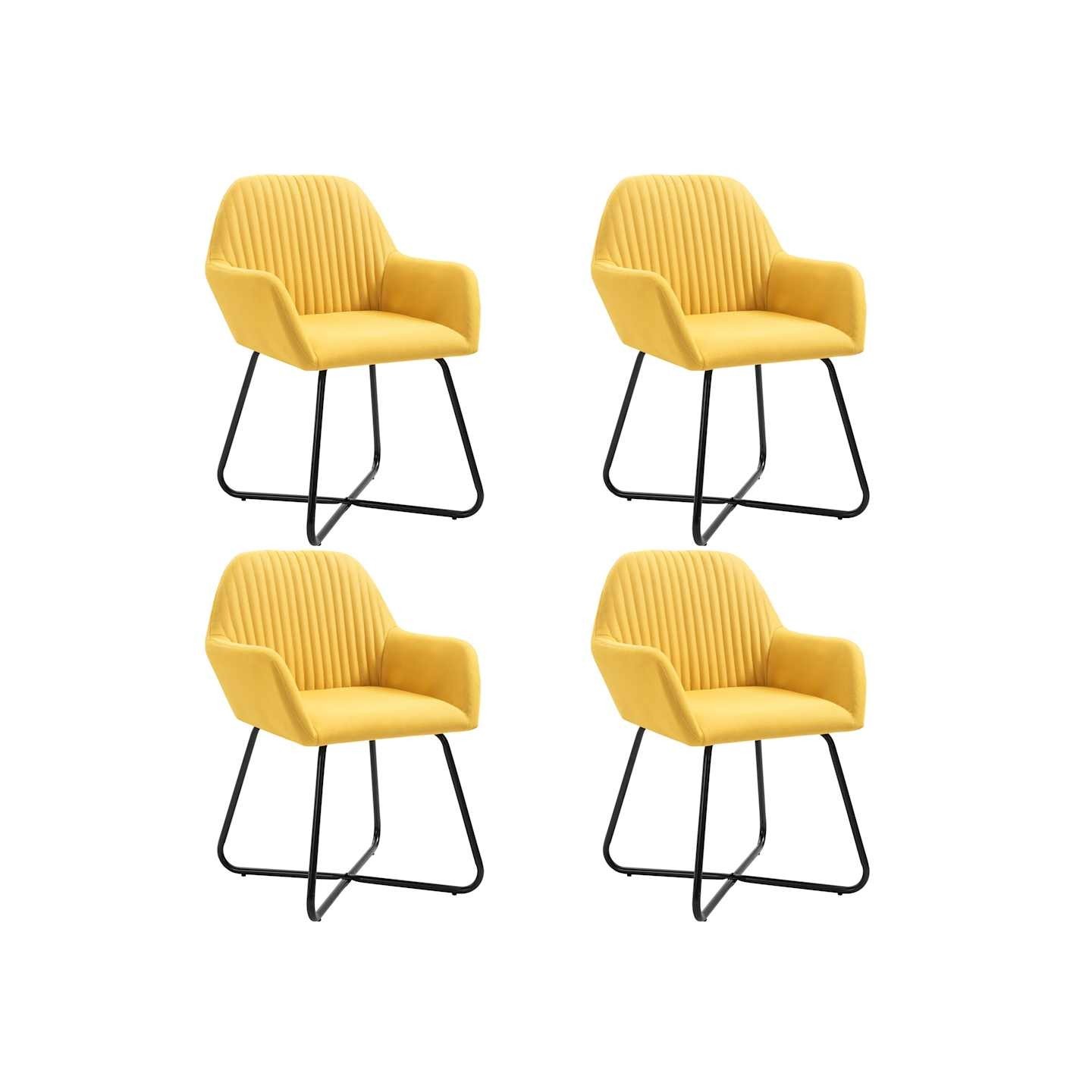 Chaises à manger lot de 4 jaune tissu