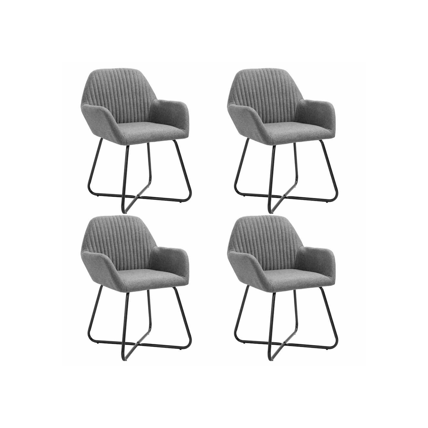 Chaises à manger lot de 4 gris foncé tissu