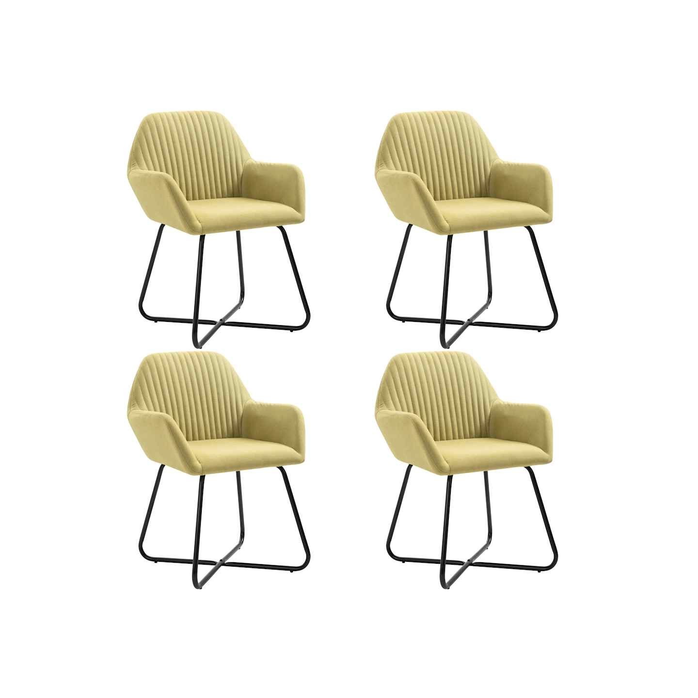 Chaises à manger lot de 4 vert tissu