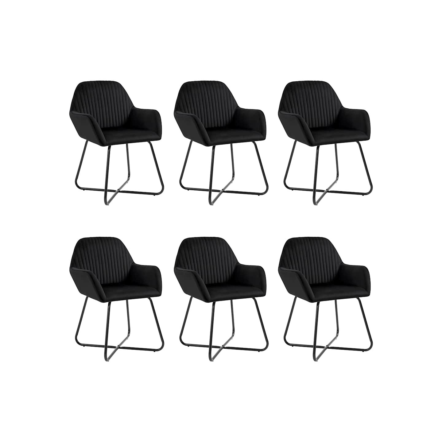 Chaises à manger lot de 6 noir velours